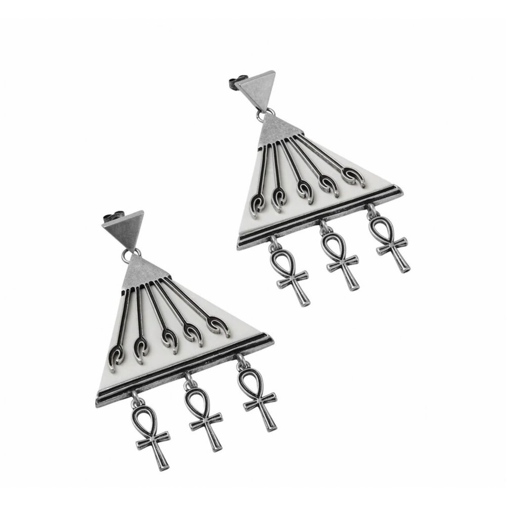 Killstar ✦ Heaven Sent Earrings ✦ Ankh Charm Dangles Celestial Gothic Black NWT